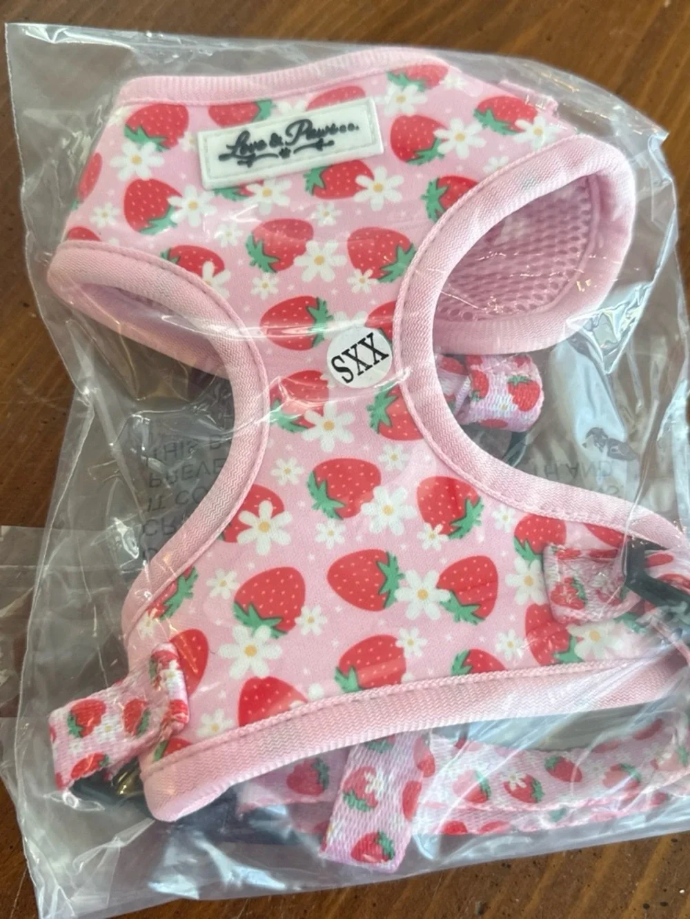 Love & Paws Pink Strawberry Print Kids One-Piece Harness